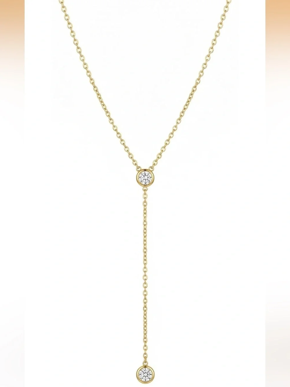 Kyazeo Necklace for Women,18K Gold Plated CZ Beaded Chain Y-Shaped Pendant